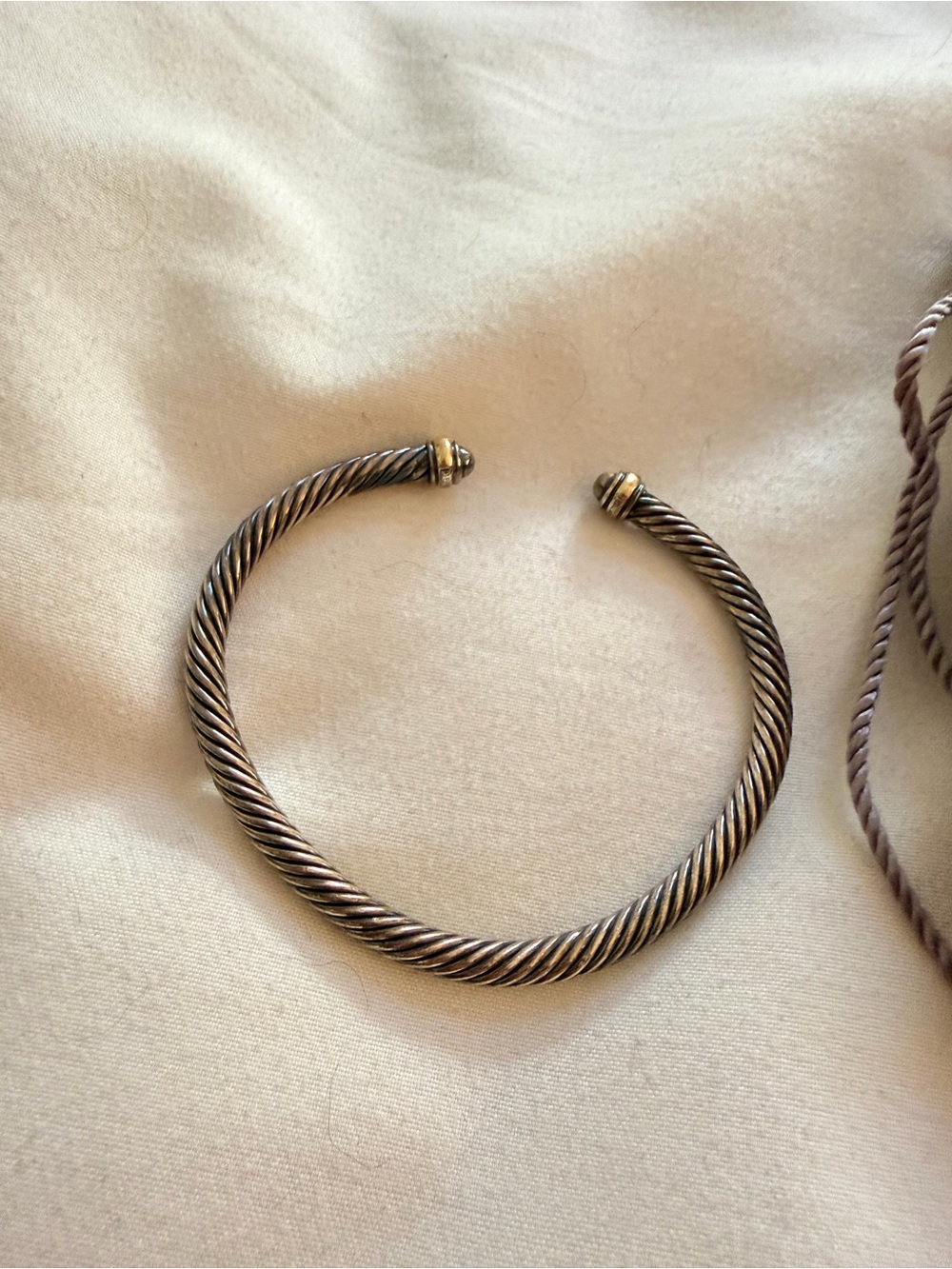 David Yurman Classic Cable Cuff Bracelet in Sterling Silver with 18K Yellow Gold